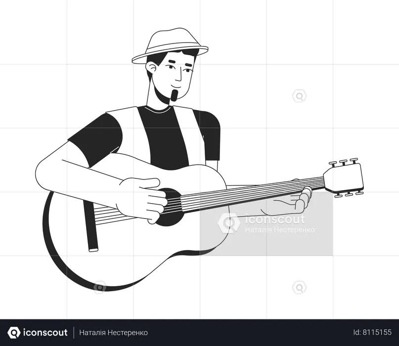 Musicien jouant de la guitare acoustique  Illustration