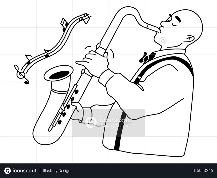 Musicien jouant de la trompette  Illustration