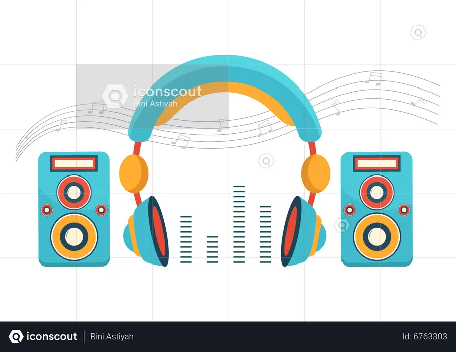 Casque de musique et haut-parleur  Illustration