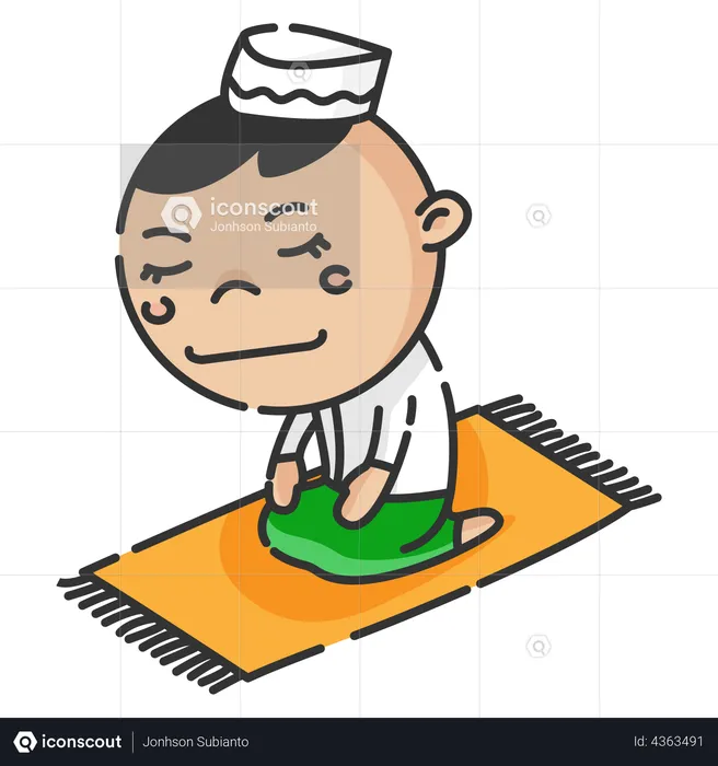 Muslim boy doing namaz  Illustration
