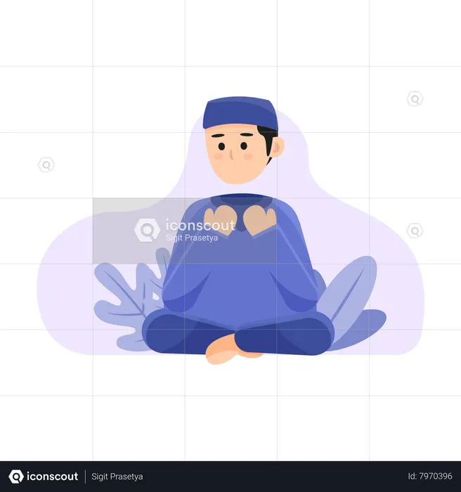 Muslim boy doing namaz  Illustration