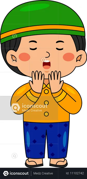 Muslim boy doing prayer  Illustration