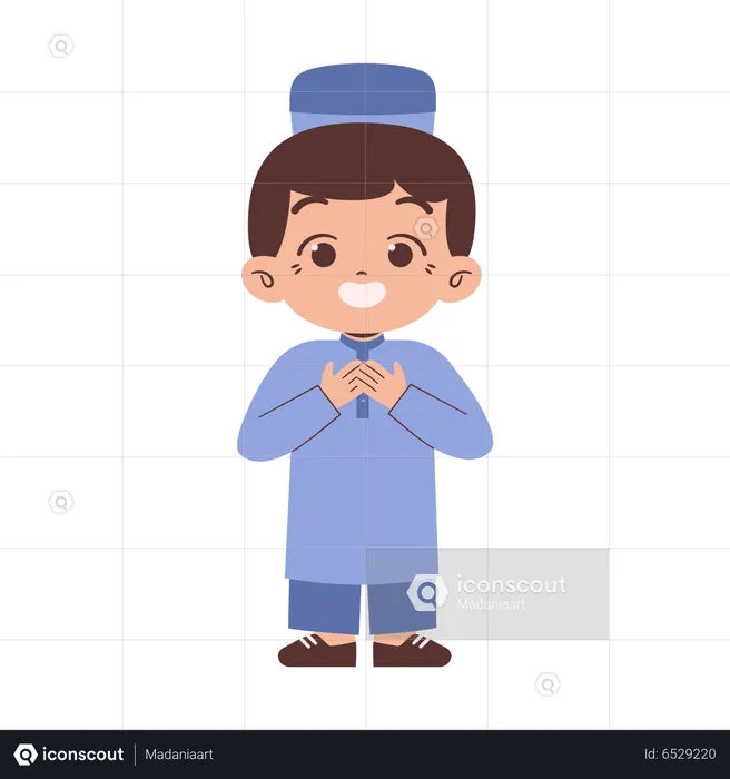 Muslim boy feeling good  Illustration