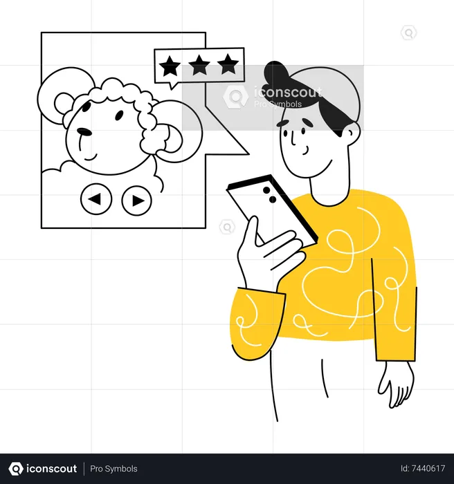 Muslim boy giving Picture Review  Illustration