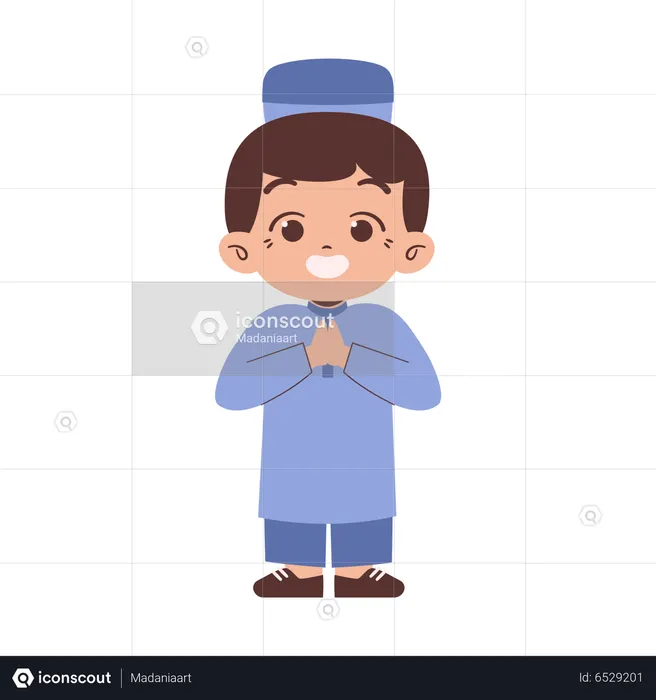 Muslim boy greeting  Illustration
