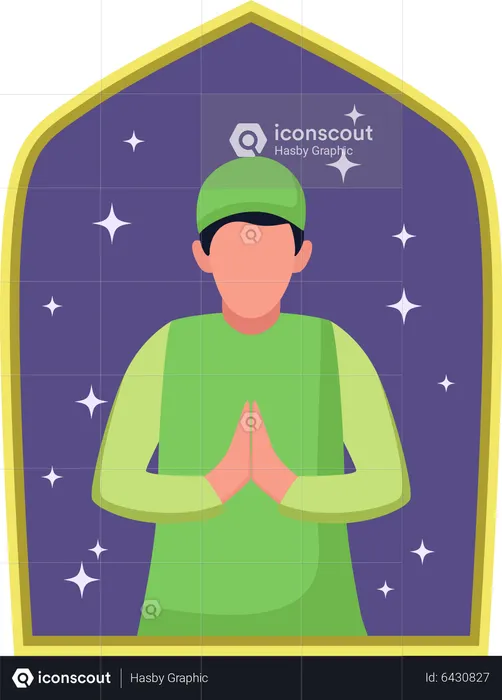 Muslim boy greeting  Illustration