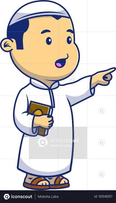 Muslim boy is holding holy Quran  Illustration