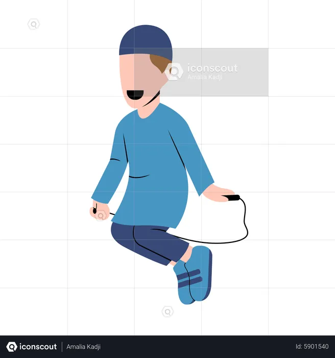 Muslim Boy jumping  Illustration