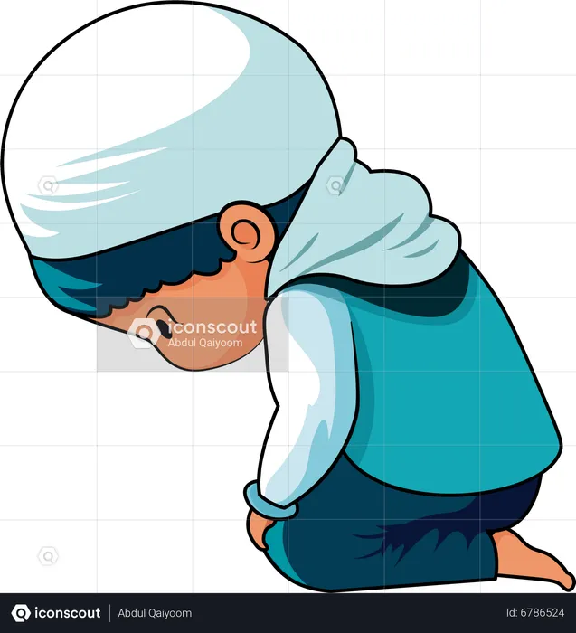 Muslim Boy Offering Namaz  Illustration