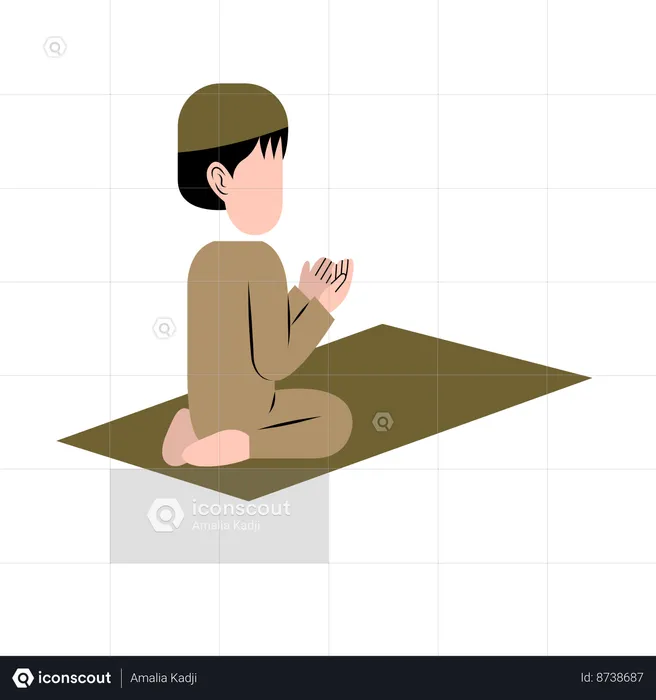 Muslim Boy Praying  Illustration