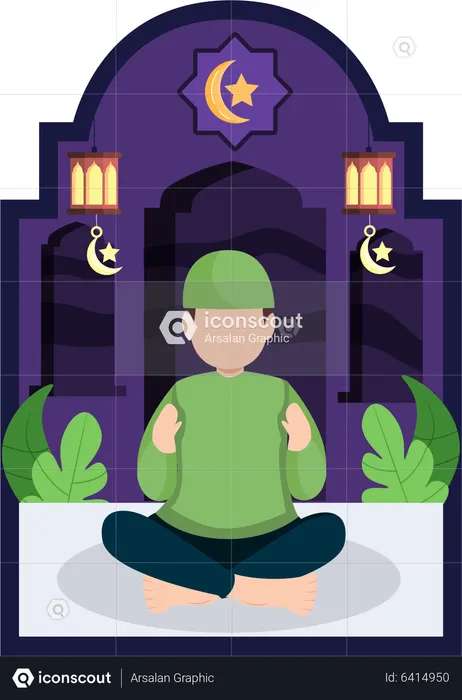 Muslim boy praying  Illustration