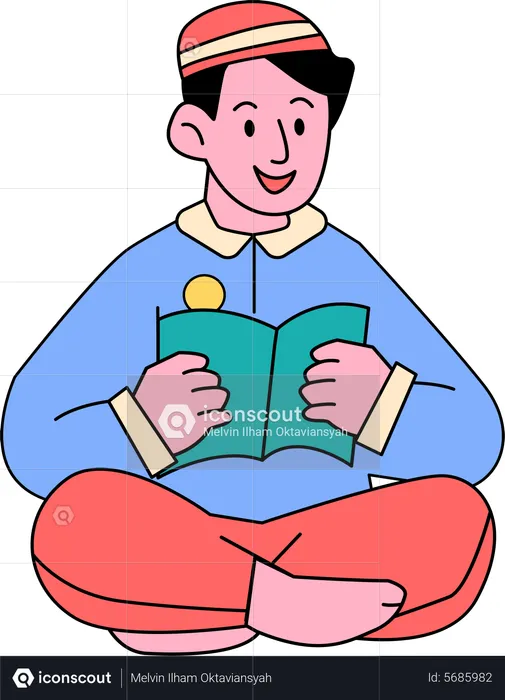 Muslim boy read book  Illustration