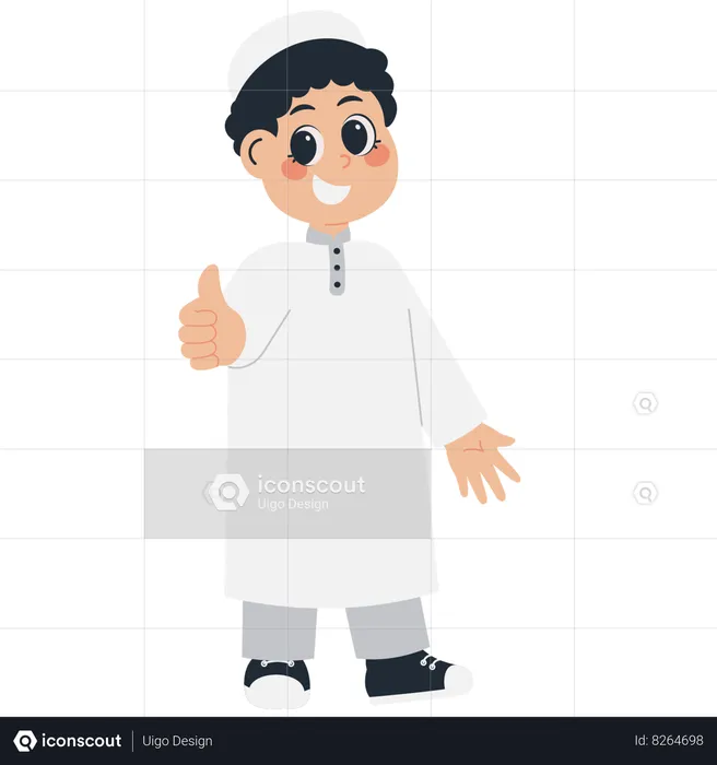 Muslim Boy showing Thumbs  Illustration