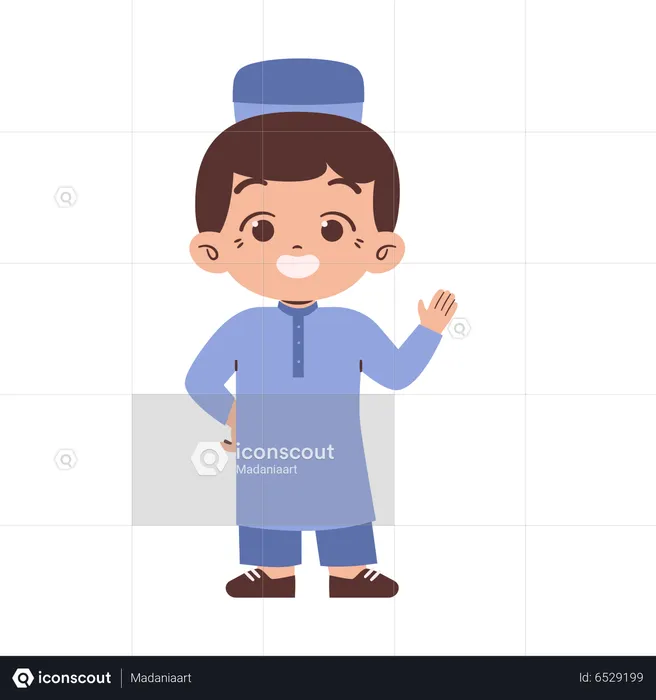 Muslim boy waving  Illustration