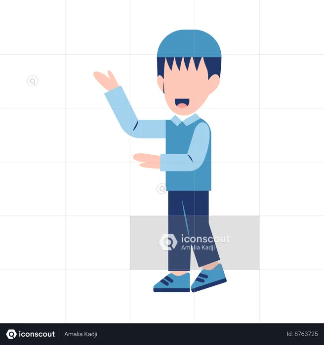 Muslim Boy With Explaining Gesture  Illustration