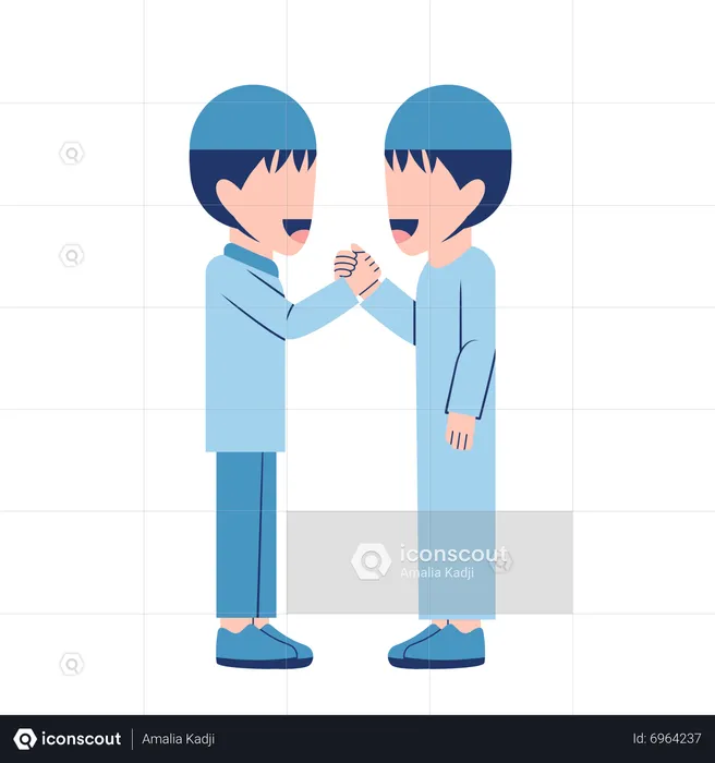 Muslim Boys Shaking Hands  Illustration