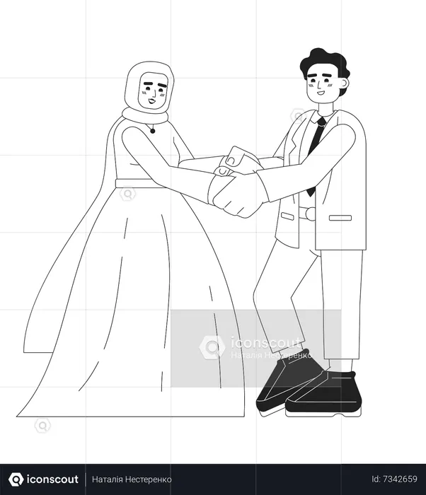 Muslim bride and groom reception  Illustration