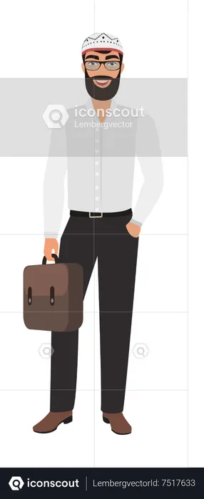 Muslim businessman holding briefcase  Illustration