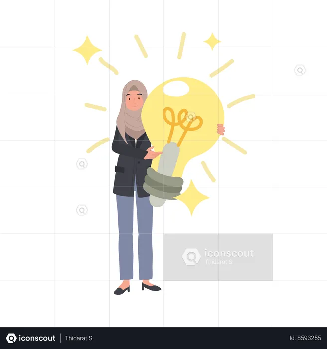 Muslim Businesswoman Illuminating Innovation  Illustration