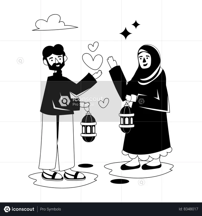 Muslim Couple  Illustration