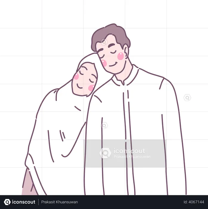 Muslim couple feeling love  Illustration