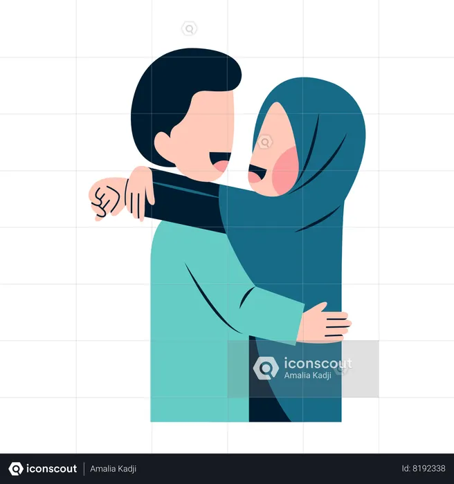 Muslim couple feeling love  Illustration