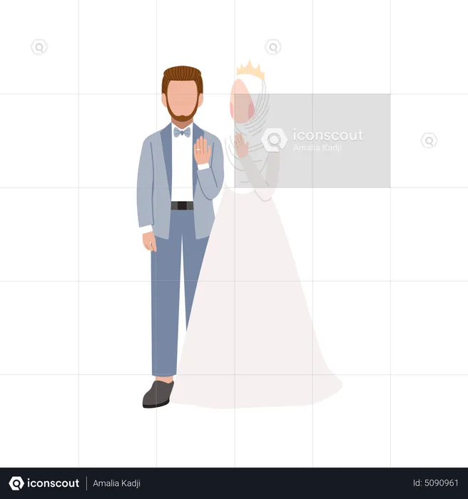 Muslim couple getting married  Illustration