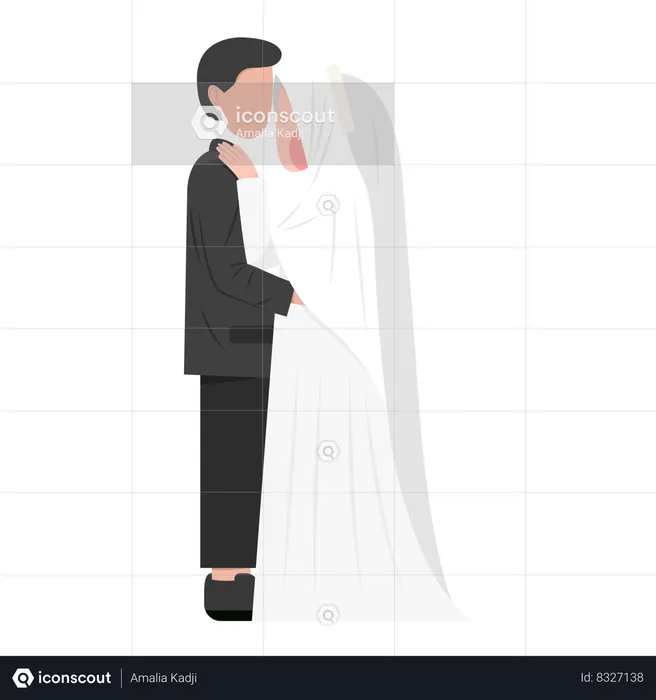 Muslim couple giving photoshoot pose  Illustration