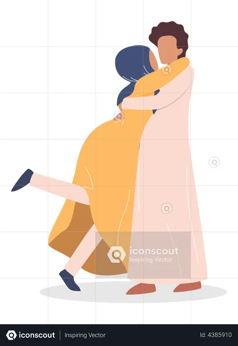 Muslim couple hugging each other  Illustration