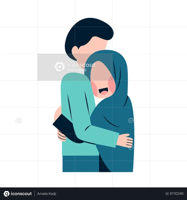 Muslim couple hugging  Illustration