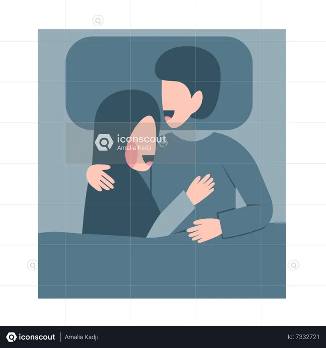 Muslim Couple In Bed  Illustration