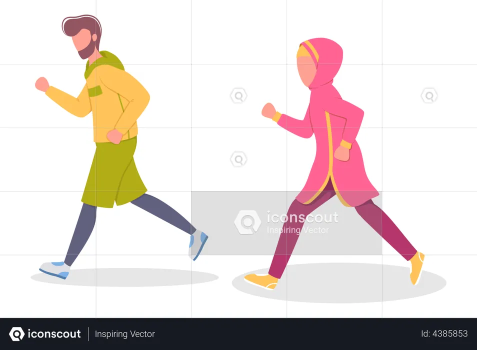 Muslim couple jogging  Illustration