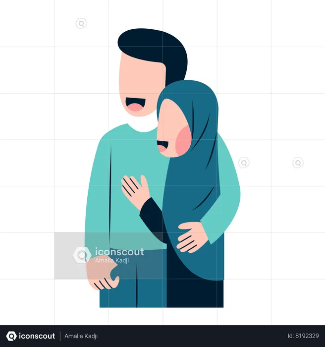 Muslim couple looking together  Illustration