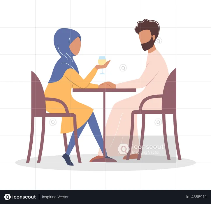 Muslim couple on a romantic date  Illustration