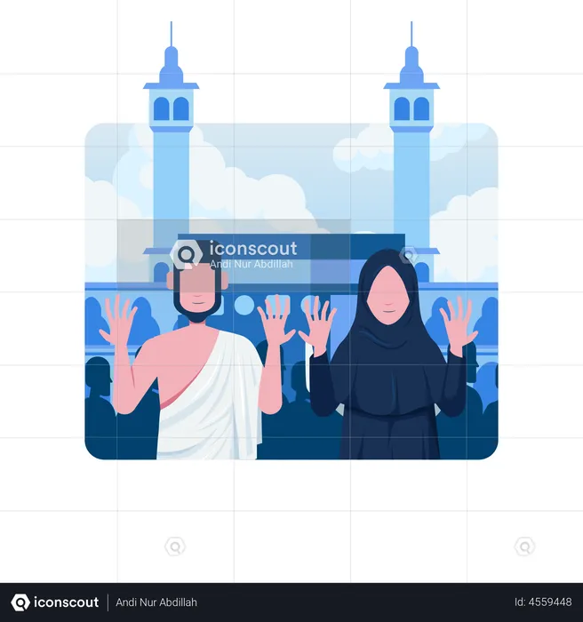 Muslim couple praying  Illustration