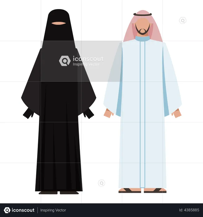 Muslim couple standing together  Illustration