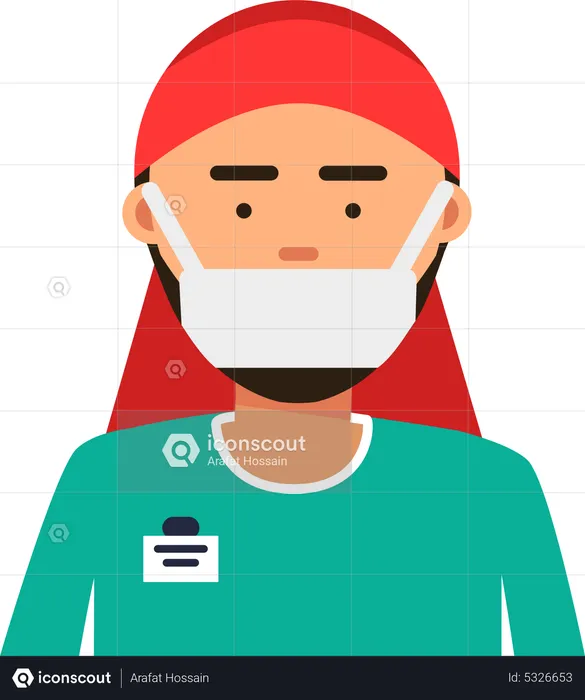 Muslim doctor with facemask  Illustration