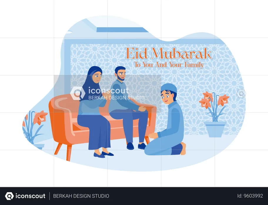 Muslim families carry out the sunken tradition during Eid al Fitr  Illustration