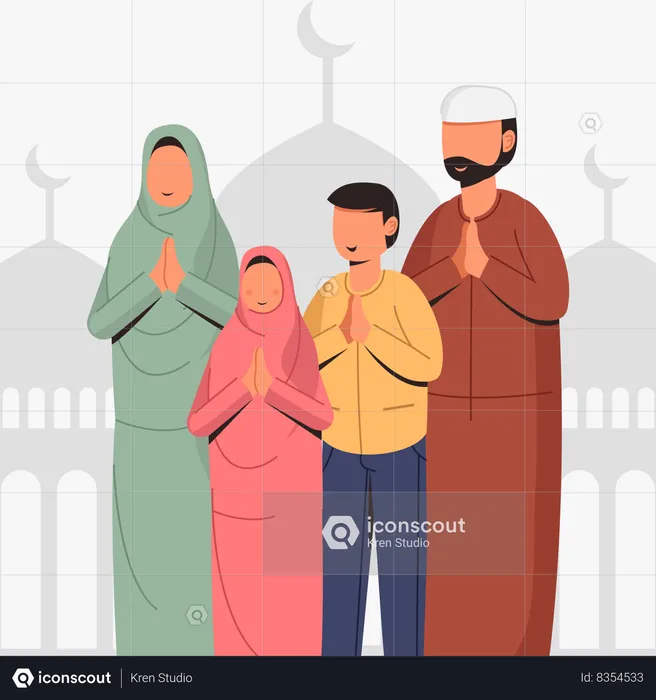 Muslim family welcomes Ramadan  Illustration