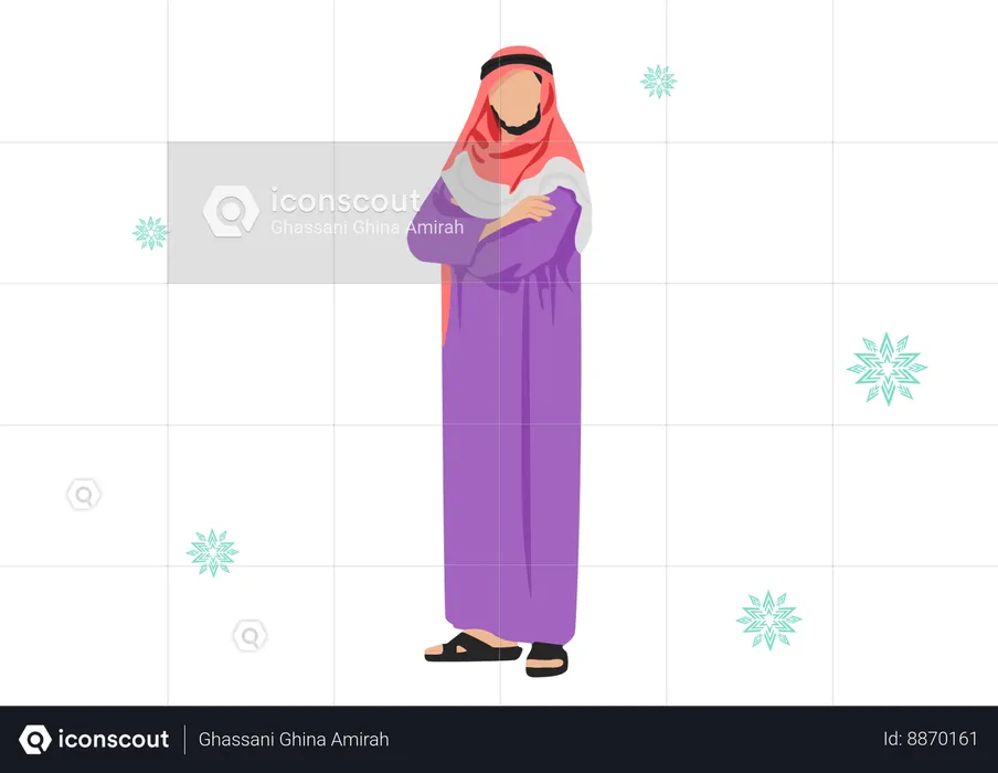 Muslim fashion for male in purple and red combination  Illustration