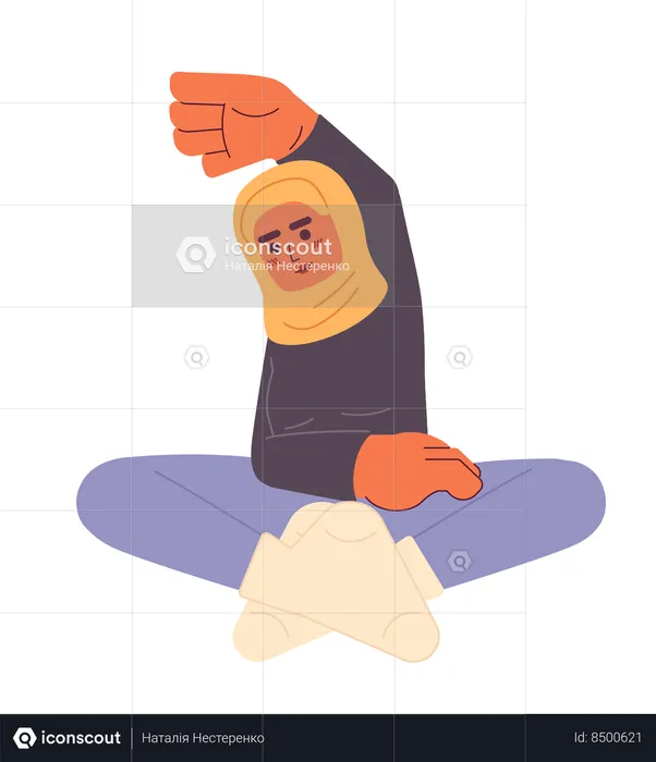 Muslim female exercising flexibility  Illustration