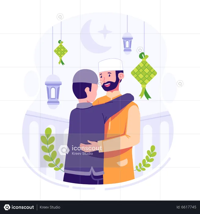 Muslim forgive each other in ramadan  Illustration