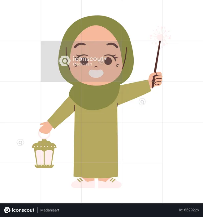 Muslim girl celebrate  Illustration