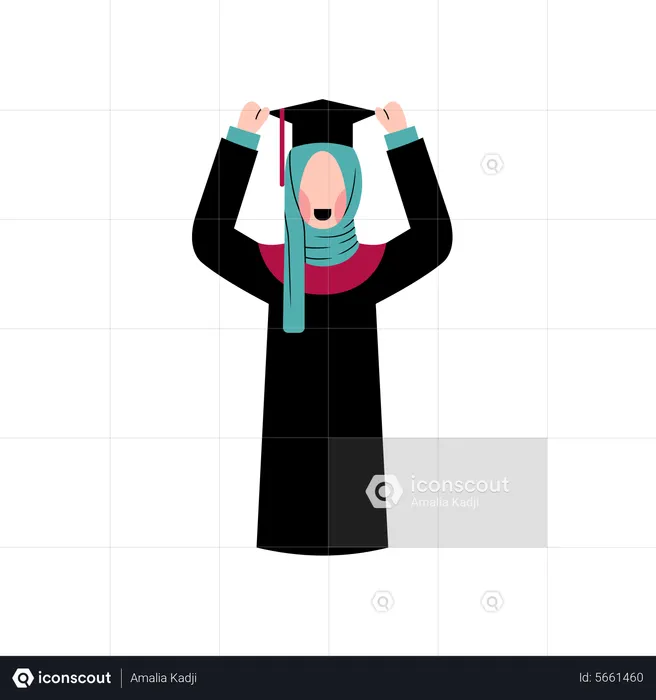 Muslim girl celebrate graduation  Illustration
