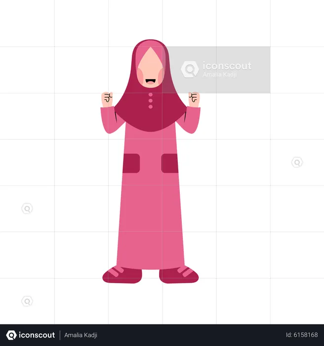 Muslim girl celebrating  Illustration