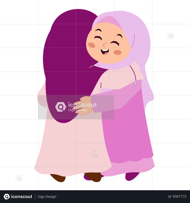 Muslim Girl Celebrating Eid Mubarak  Illustration