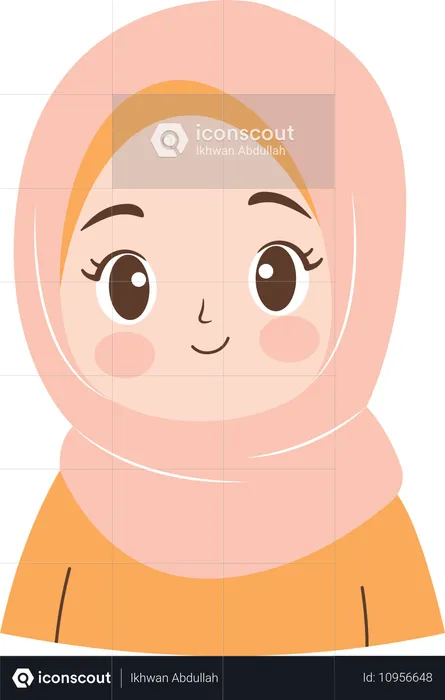 Muslim Girl Character Smiling Wearing Hijab  Illustration