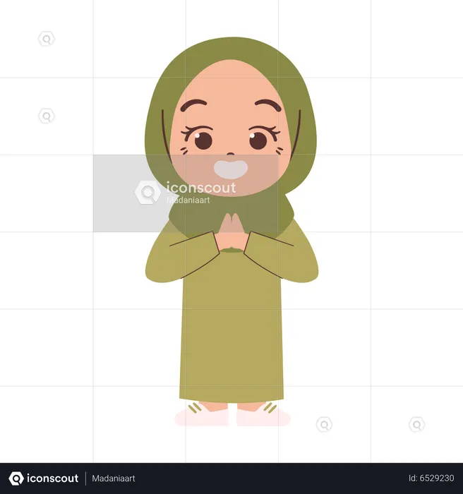 Muslim girl do namaste pose  Illustration