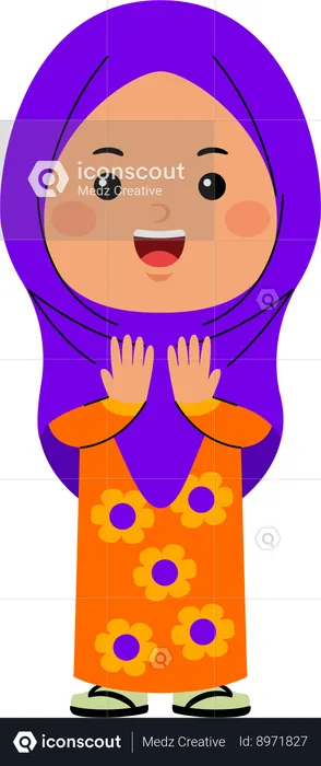 Muslim girl doing Islamic prayer  Illustration