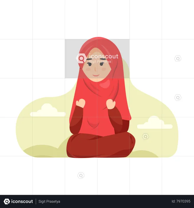 Muslim girl doing namaz  Illustration